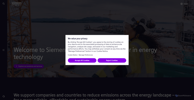 Security scan screenshot of https://www.siemens-energy.com