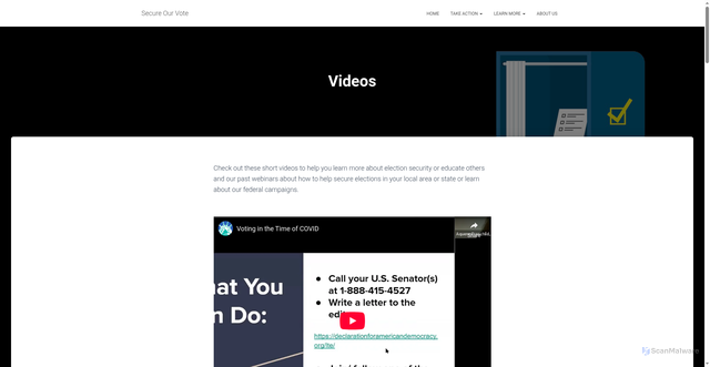 Security scan screenshot of https://secureourvote.us/?p=187