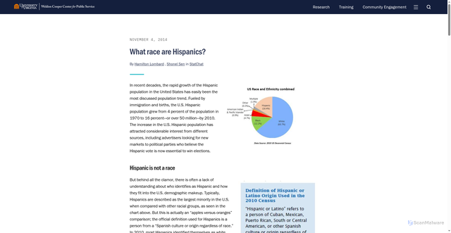 Security scan screenshot of https://www.coopercenter.org/research/what-race-are-hispanics
