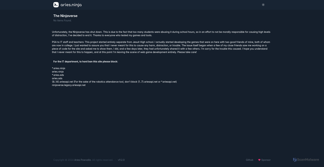 Security scan screenshot of https://ninjaverse-frontend.pages.dev/?theme=dark