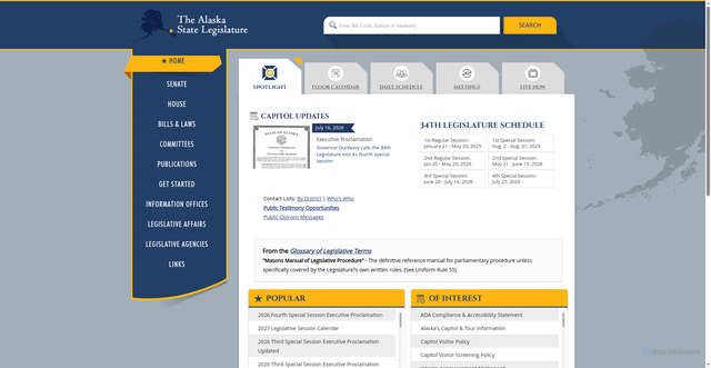 Security scan screenshot of https://www.akleg.gov