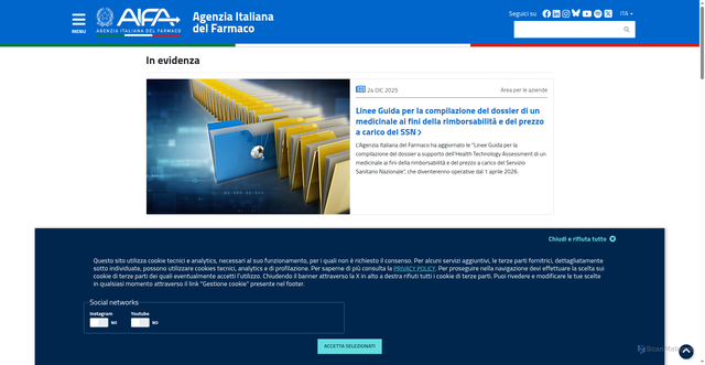 Security scan screenshot of https://www.aifa.gov.it/