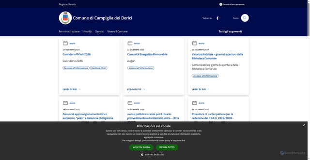 Security scan screenshot of https://www.comunecampiglia.vi.it/it