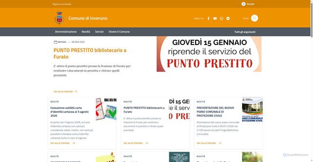 Security scan screenshot of https://www.comune.inveruno.mi.it/