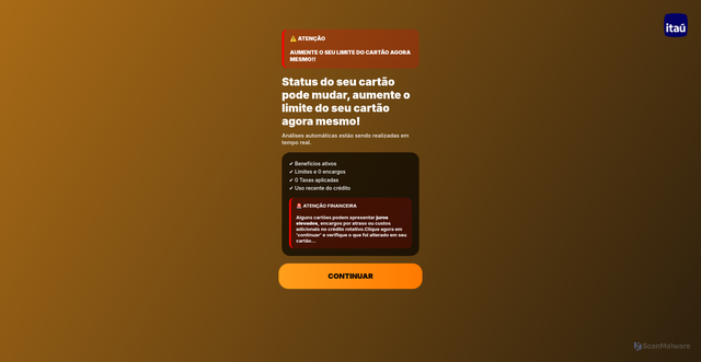 Security scan screenshot of https://itau-com.vercel.app/