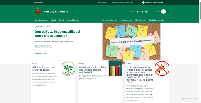 Security scan screenshot of https://www.comune.caldiero.vr.it