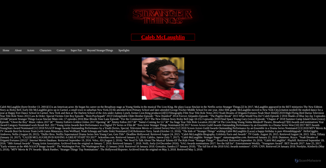 Security scan screenshot of http://site.codecampworld.com/18889/strangerthings/CalebMcLaughlin.html