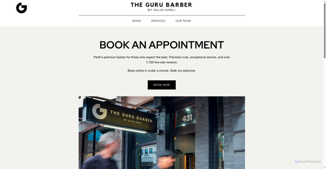 Security scan screenshot of https://thegurubarber.com.au