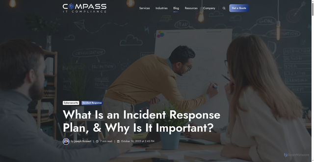 Security scan screenshot of https://www.compassitc.com/blog/what-is-an-incident-response-plan-why-is-it-important