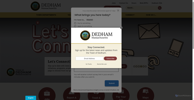 Security scan screenshot of https://www.dedham-ma.gov/