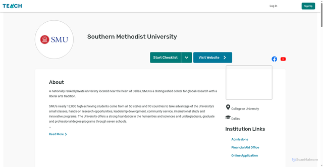 Security scan screenshot of https://www.teach.org/programs/southern-methodist-university