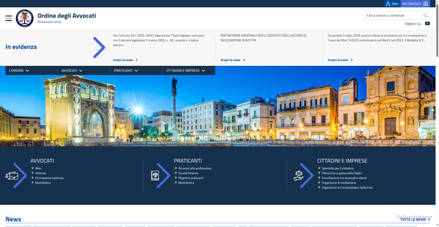 Security scan screenshot of https://www.ordineavvocatilecce.it/