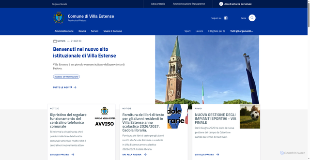 Security scan screenshot of https://www.comune.villaestense.pd.it