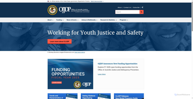 Security scan screenshot of https://ojjdp.ojp.gov/