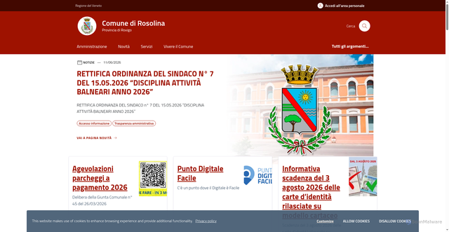 Security scan screenshot of https://www.comune.rosolina.ro.it