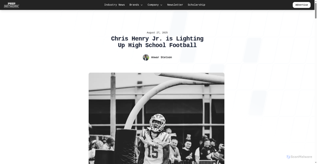 Security scan screenshot of https://prepnetwork.com/2025/08/27/chris-henry-jr-is-lighting-up-high-school-football/