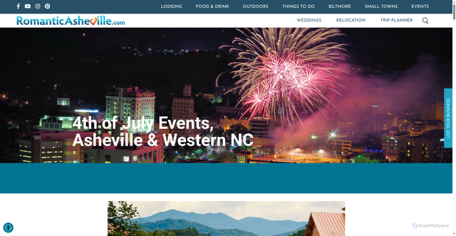 Security scan screenshot of https://www.romanticasheville.com/fourth.htm