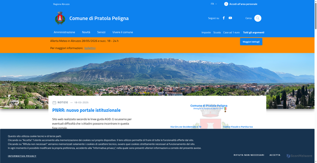 Security scan screenshot of https://www.comune.pratolapeligna.aq.it