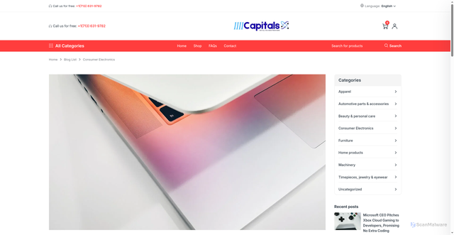 Security scan screenshot of https://1111capitals.com/category/consumer-electronics/