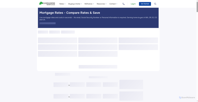 Security scan screenshot of https://www.sammamishmortgage.com/mortgage-rates/