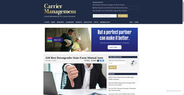 Security scan screenshot of https://www.carriermanagement.com/news/2025/11/17/281483.htm