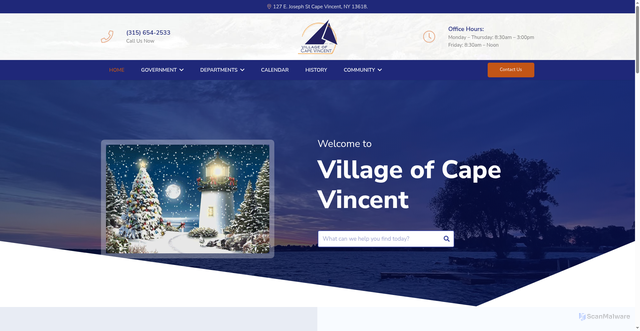 Security scan screenshot of https://villageofcapevincent.gov/