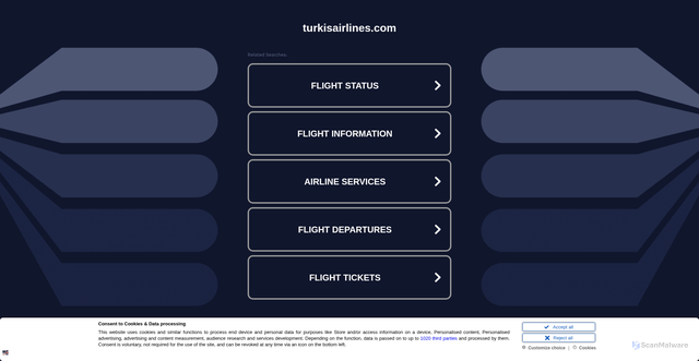 Security scan screenshot of http://turkisairlines.com/