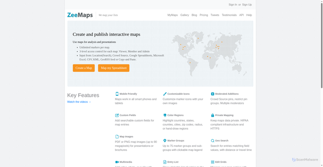 Security scan screenshot of https://zeemaps.com