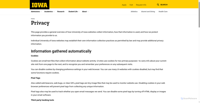 Security scan screenshot of https://radar-collector.its.uiowa.edu