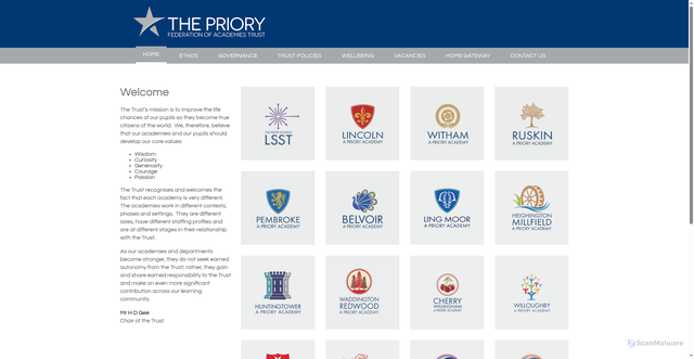 Security scan screenshot of http://www.prioryacademies.co.uk