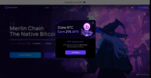 Security scan screenshot of https://merlinchain.io
