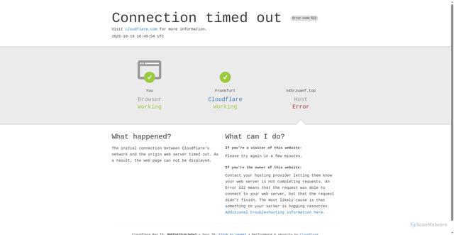 Security scan screenshot of http://n45rzuanf.top/