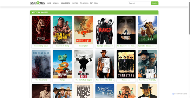 Security scan screenshot of https://examplemovie.com/movies/western/