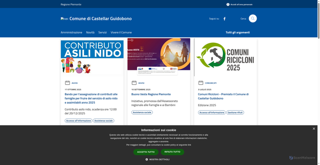 Security scan screenshot of https://www.comune.castellarguidobono.al.it/it
