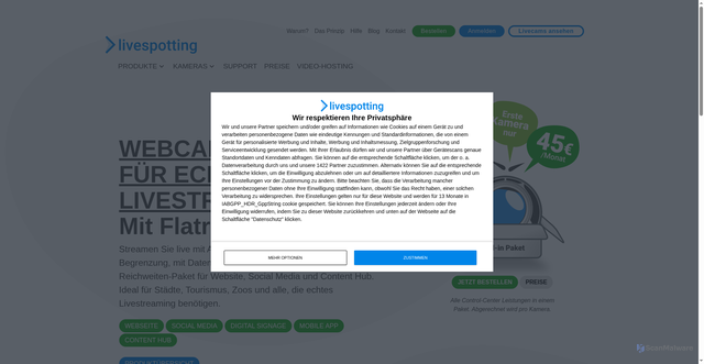 Security scan screenshot of https://livespotting.com