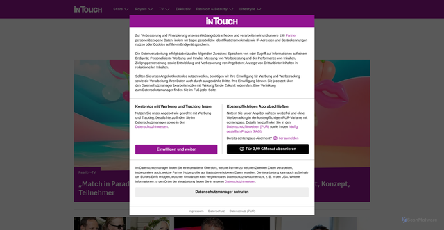 Security scan screenshot of https://intouch.wunderweib.de