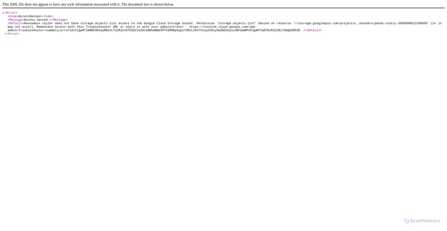 Security scan screenshot of https://pendo-static-5805609012166656.storage.googleapis.com