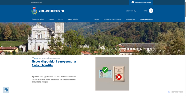 Security scan screenshot of https://www.comune.miasino.no.it