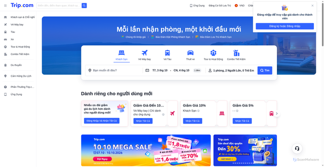 Security scan screenshot of https://vn.trip.com
