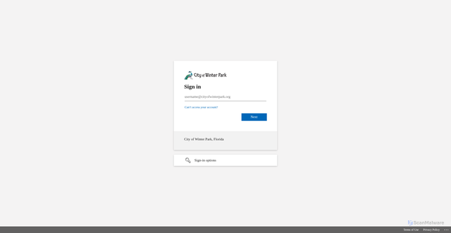 Security scan screenshot of https://cityofwinterparkfl-my.sharepoint.com