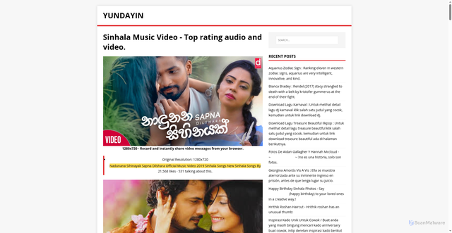 Security scan screenshot of https://yuyimada.pages.dev/post/sinhala-music-video/