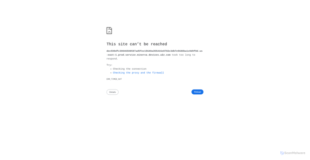Security scan screenshot of https://dec590dfc39046508597ad5fec15649a355416e8782c3db7e5688ba1c0d9f9d.us-east-1.prod.service.minerva.devices.a2z.com