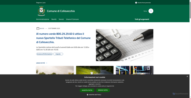 Security scan screenshot of https://www.comune.collevecchio.ri.it