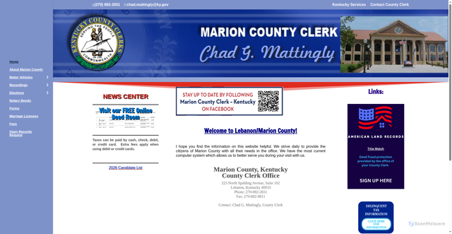 Security scan screenshot of https://marioncoclerkky.gov/