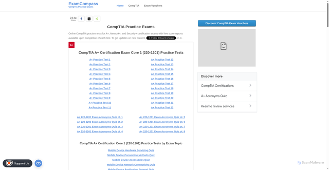 Security scan screenshot of https://examcompass.com