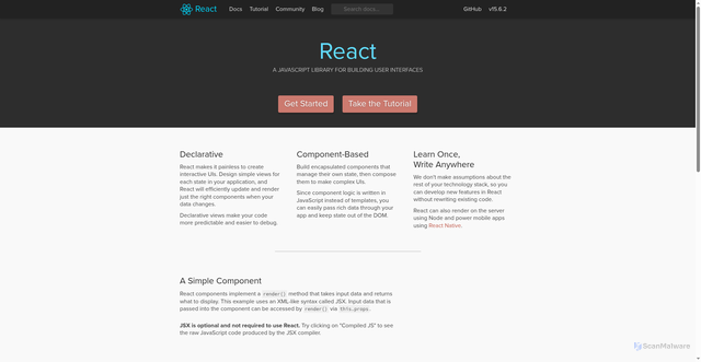 Security scan screenshot of https://15.react.dev