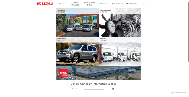 Security scan screenshot of https://isuzu.com