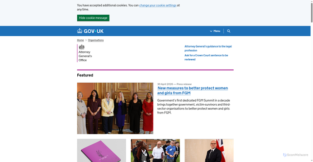 Security scan screenshot of http://www.attorneygeneral.gov.uk