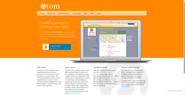 Security scan screenshot of https://accesstomemory.org