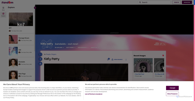 Security scan screenshot of https://katyperry.fandom.com/wiki/Katy_Perry